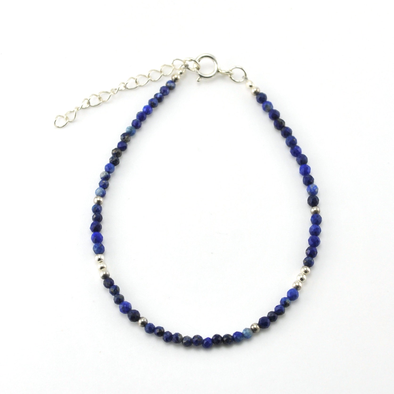 Sterling Silver Lapis Bead Bracelet