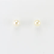 Alt View Sterling Silver White Pearl 5mm Post Earrings