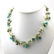 Alt View Japanese Silk Turquoise Faceted Glass Crystal Necklace