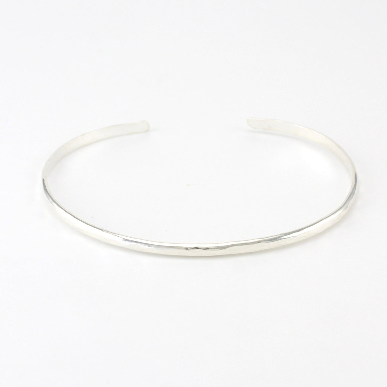 Sterling Silver Hammered 2mm Cuff Bracelet
