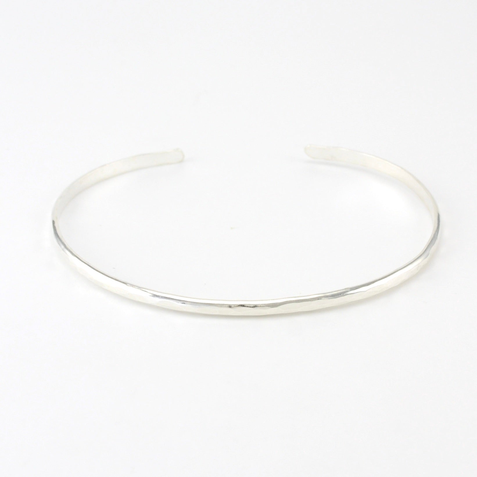 Sterling Silver Hammered 2mm Cuff Bracelet