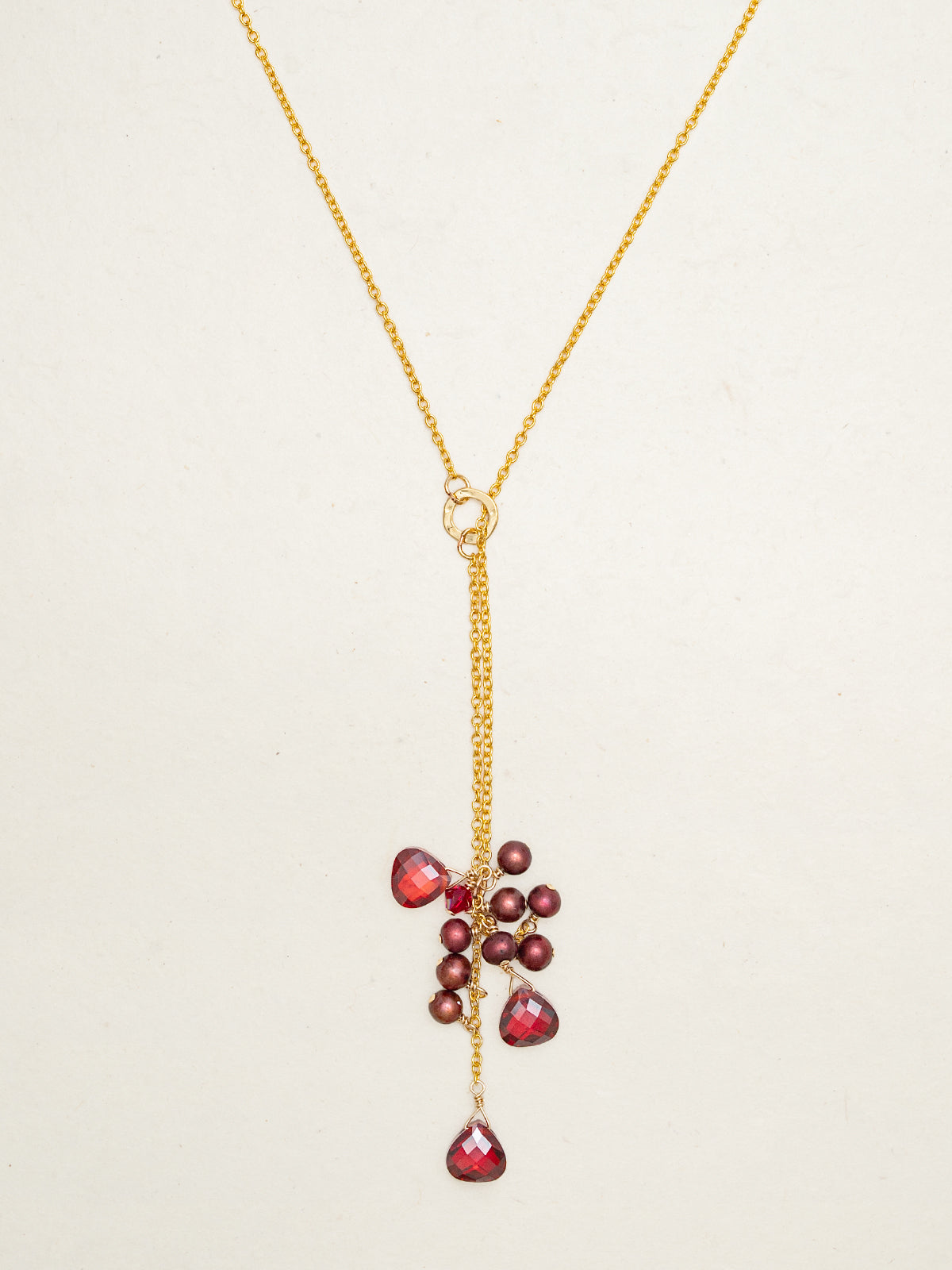 Cranberry Gala Lariat Necklace