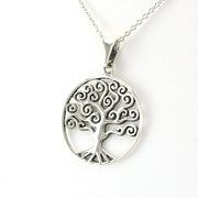 Side View Sterling Silver Tree of Life Necklace