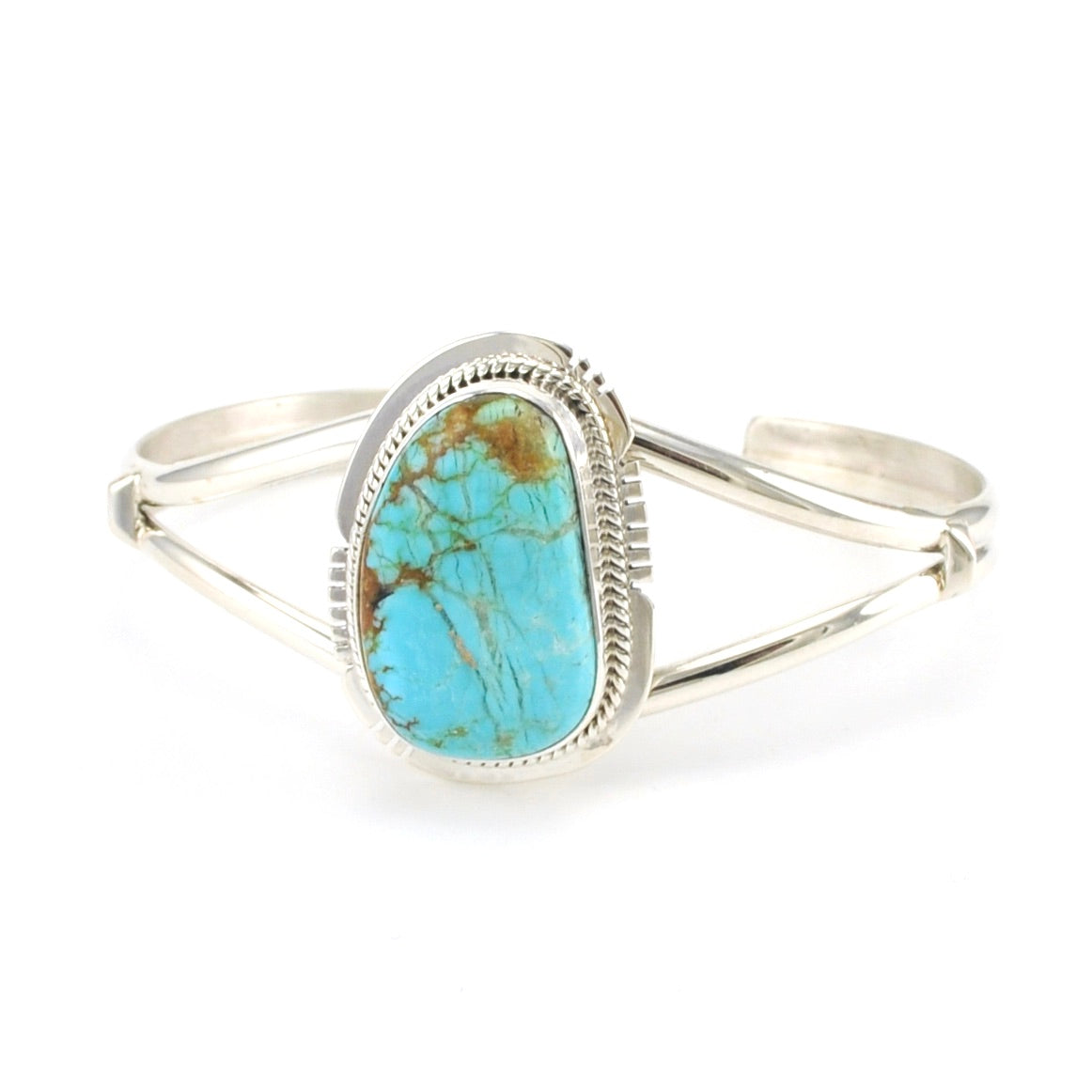 Sterling Silver #8 Turquoise Cuff Bracelet by Lucy Jake