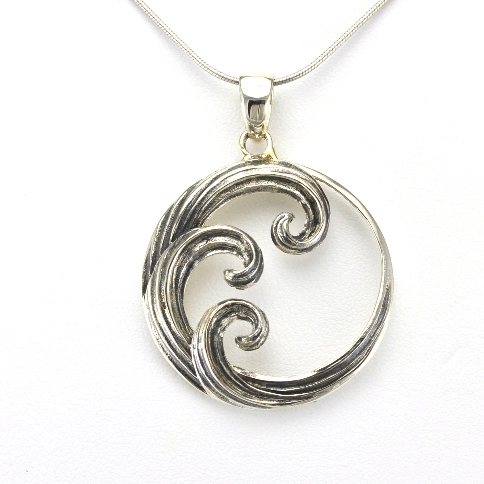 Alt View Sterling Silver Wave Pendant
