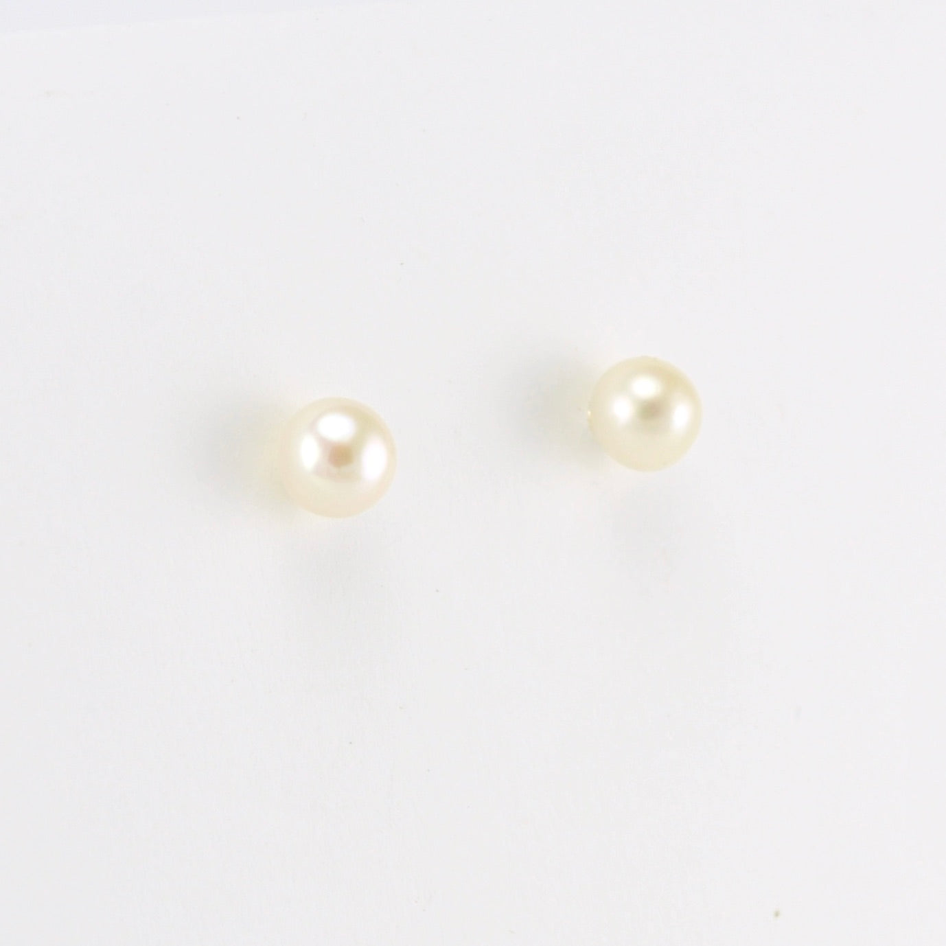 Side View Sterling Silver White Pearl 5mm Post Earrings