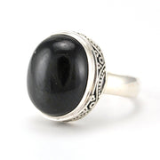 Sterling Silver Black Star Diopside 13x20mm Oval Bali Ring