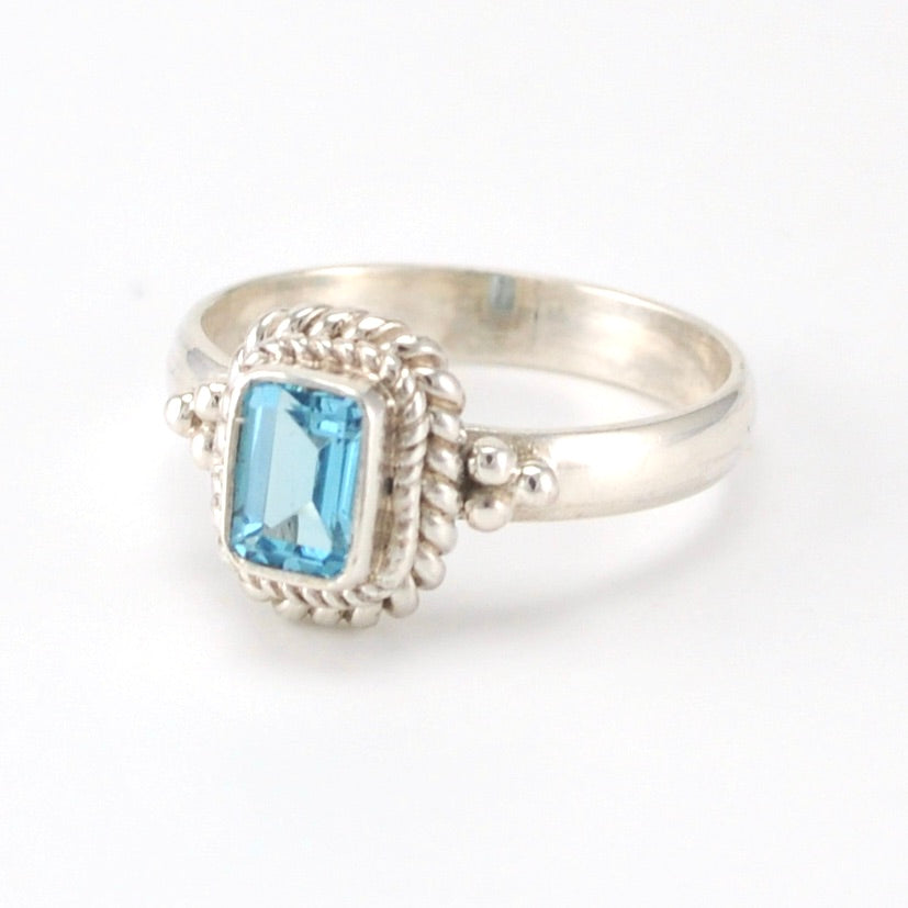 Alt View Sterling Silver Blue Topaz 4x6mm Rectangle Ring