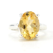 Sterling Silver Citrine 10x14mm Prong Set Oval Ring