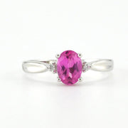 Sterling Silver Created Pink Sapphire 1ct CZ Ring