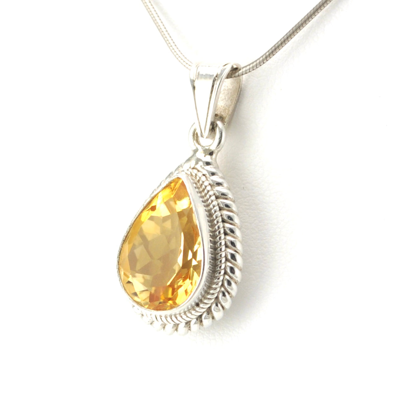 Sterling Silver Citrine 10x14mm Tear Pendant