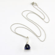 Sterling Silver Created Sapphire Trillion 3.4ct Necklace