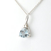 Side View Sterling Silver Aquamarine 1.3ct Trillion Necklace