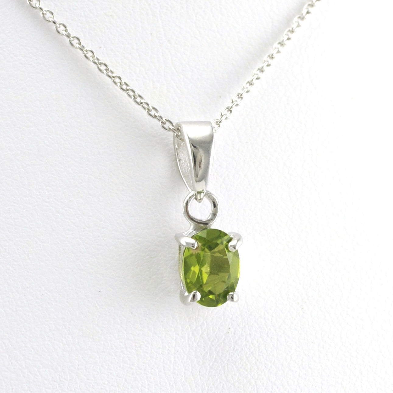 Alt View Sterling Silver Peridot 6x8mm Oval Necklace