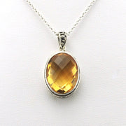 Alt View Sterling Silver Citrine 12x16mm Oval Bali Necklace