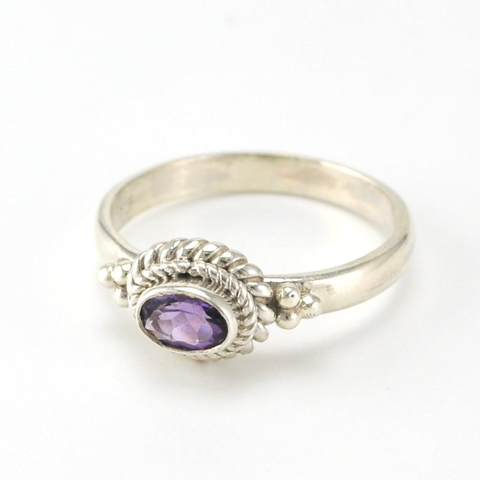 Alt View Sterling Silver Amethyst 4x6mm Oval Ring