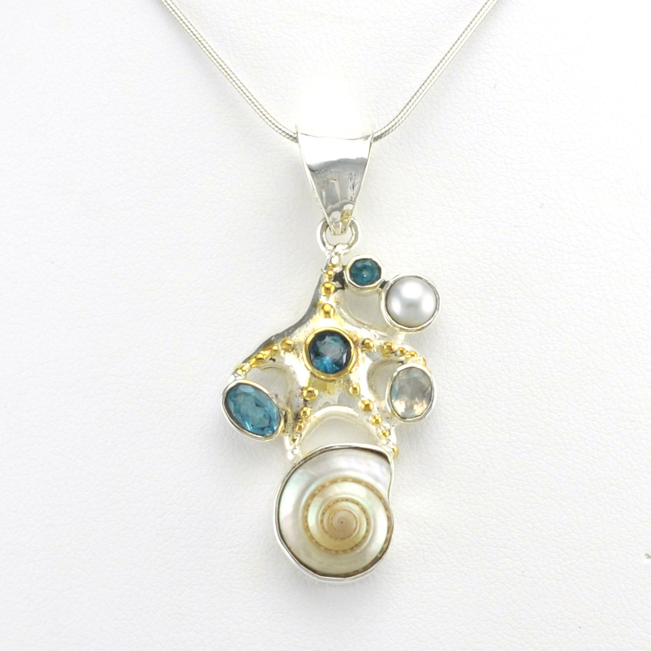 Alt View Sterling Silver Vermeil Starfish with Multistone Pendant