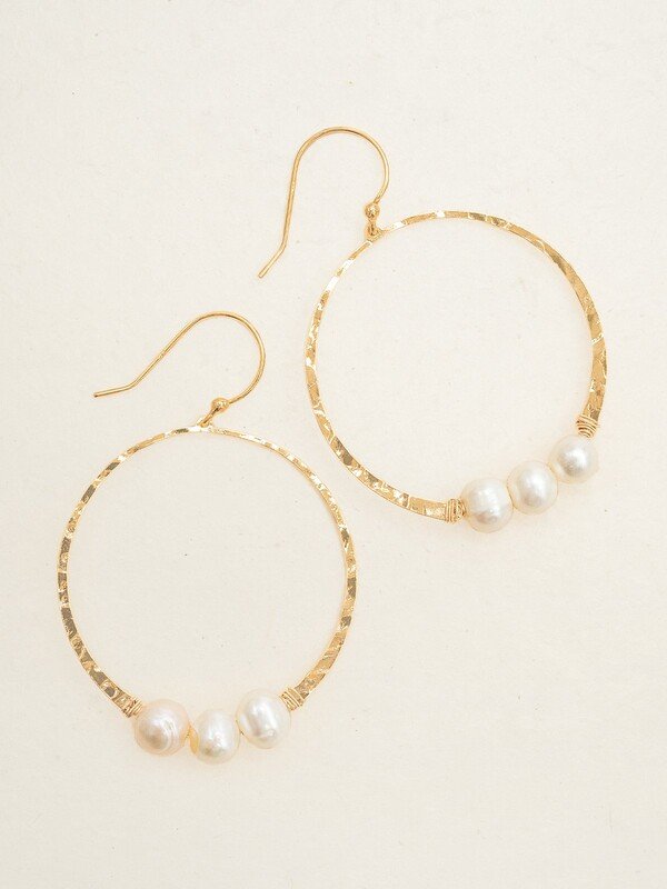 White Full Moon Pearl Earrings