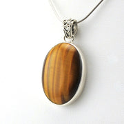 Sterling Silver Tiger's Eye 18x26mm Oval Pendant