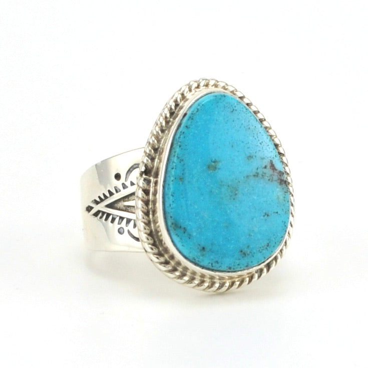 Alt View Sterling Silver Kingman Turquoise Ring Size 11 by Lyle Piaso