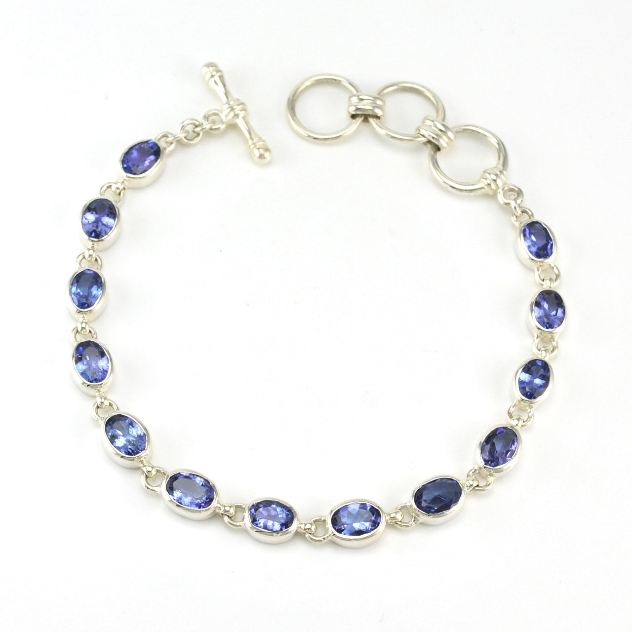 Sterling Silver Tanzanite 8.7ct Toggle Bracelet
