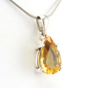Side View Sterling Silver Citrine 10x14mm Tear Prong Set Pendant