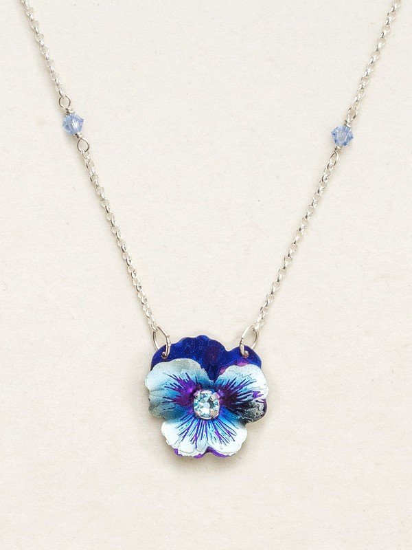 Bonnie Blue Garden Pansy Pendant Necklace
