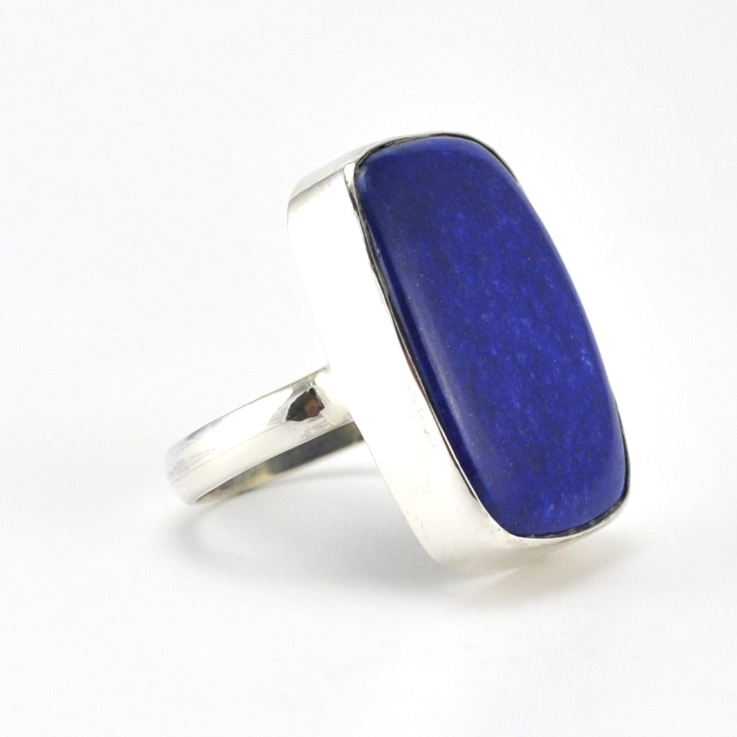 Side View Sterling Silver Lapis 16x23mm Rectangle Ring