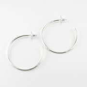 Sterling Silver Large 50mm Round Post Hoops