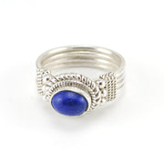 Alt View Sterling Silver Lapis 6x8mm Oval Ring