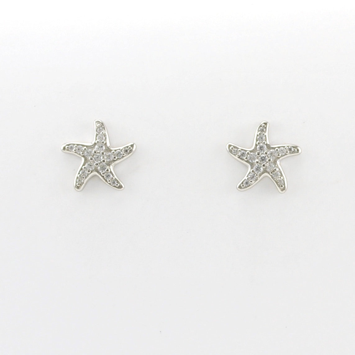 Alt View Sterling Silver Cubic Zirconia Starfish Post Earrings