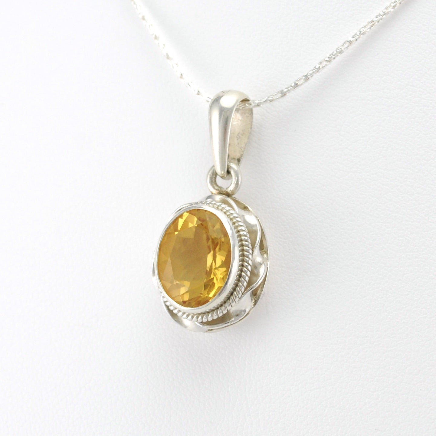 Sterling Silver Citrine 10x12mm Oval Pendant