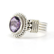 Side View Sterling Silver Amethyst 6x8mm Oval Ring
