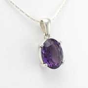 Alt View Sterling Silver Amethyst 12x16mm Oval Prong Set Pendant