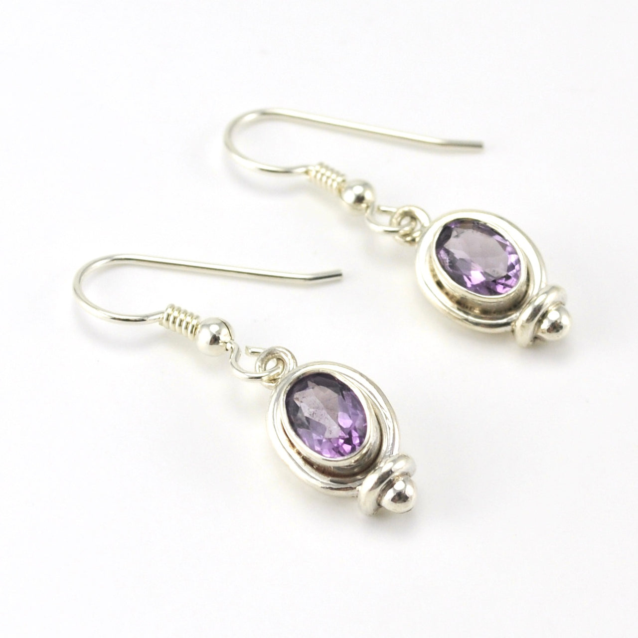 Sterling Silver Amethyst 5x7mm Dangle Earrings