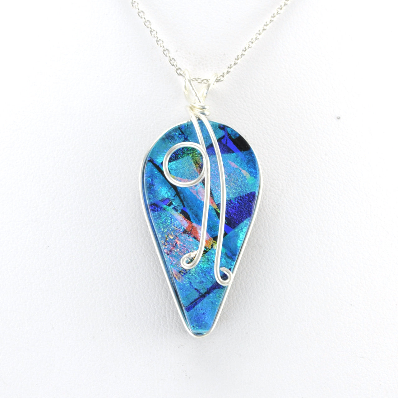 Alt View Dichroic Glass Rainbow Blue Wisteria Pendant