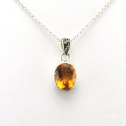 Alt View Sterling Silver Citrine 8x10mm Oval Necklace