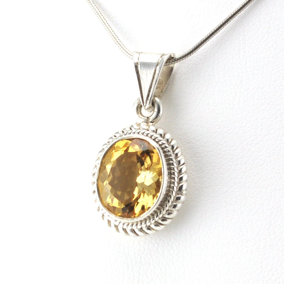 Sterling Silver Citrine 10x12mm Oval Pendant