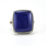 Alt View Sterling Silver Lapis 14x16mm Rectangle Bali Ring