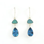 Alt View Sterling Silver Australian Opal Blue Topaz Earrings