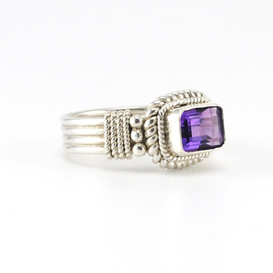 Alt View Sterling Silver Amethyst Rectangle Ring