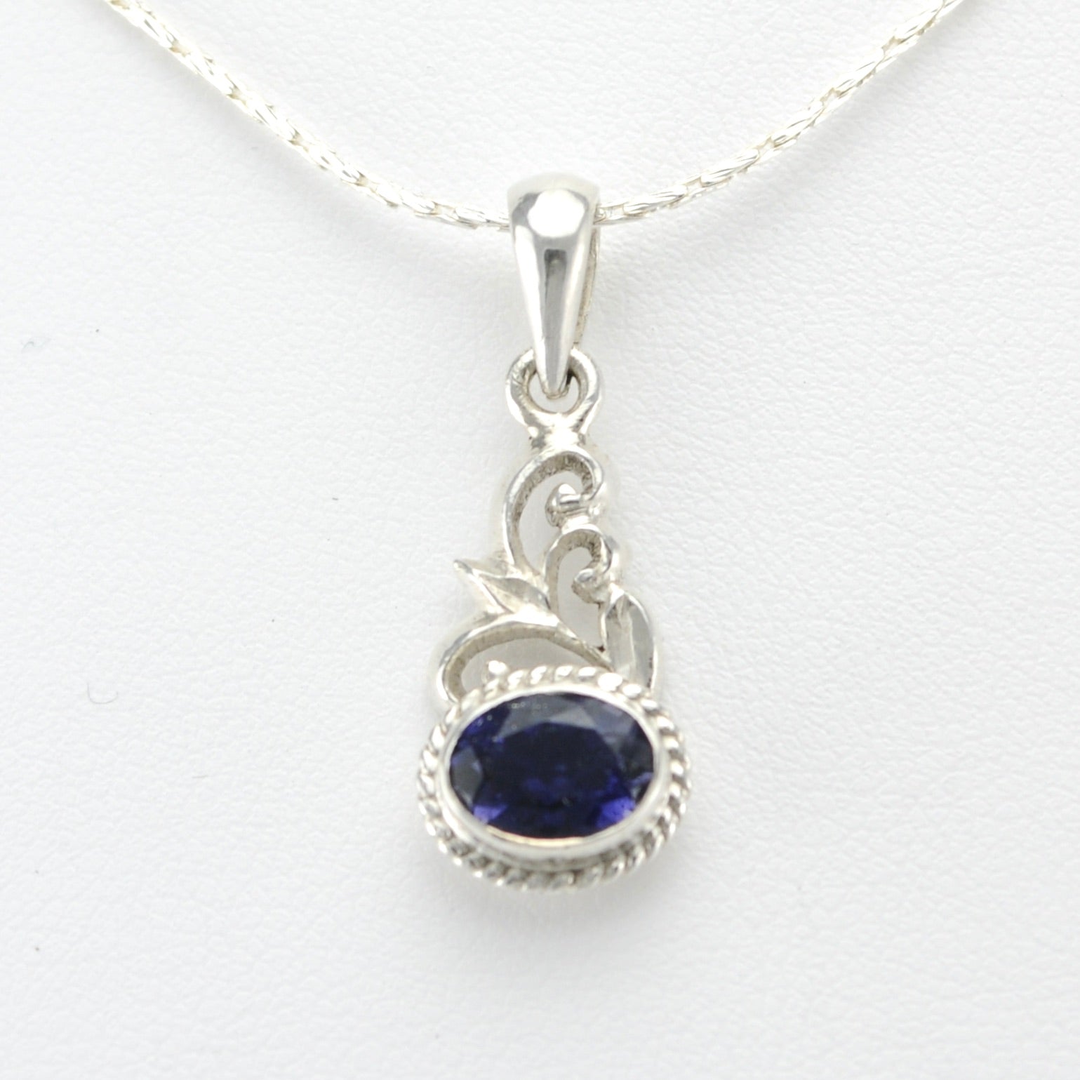 Alt View Sterling Silver Iolite 6x8mm Oval Pendant