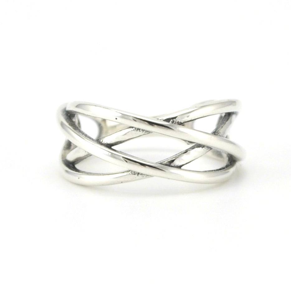 Sterling Silver Crossover Weave Ring