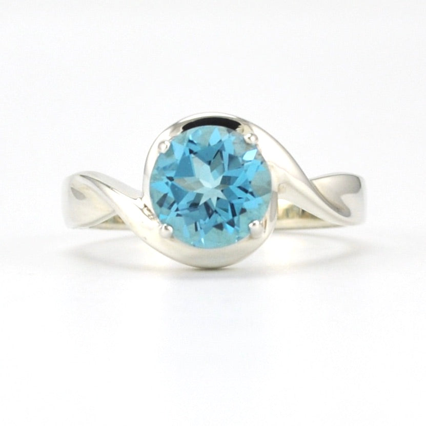 Alt View Sterling Silver Blue Topaz 8mm Round Swirl Ring