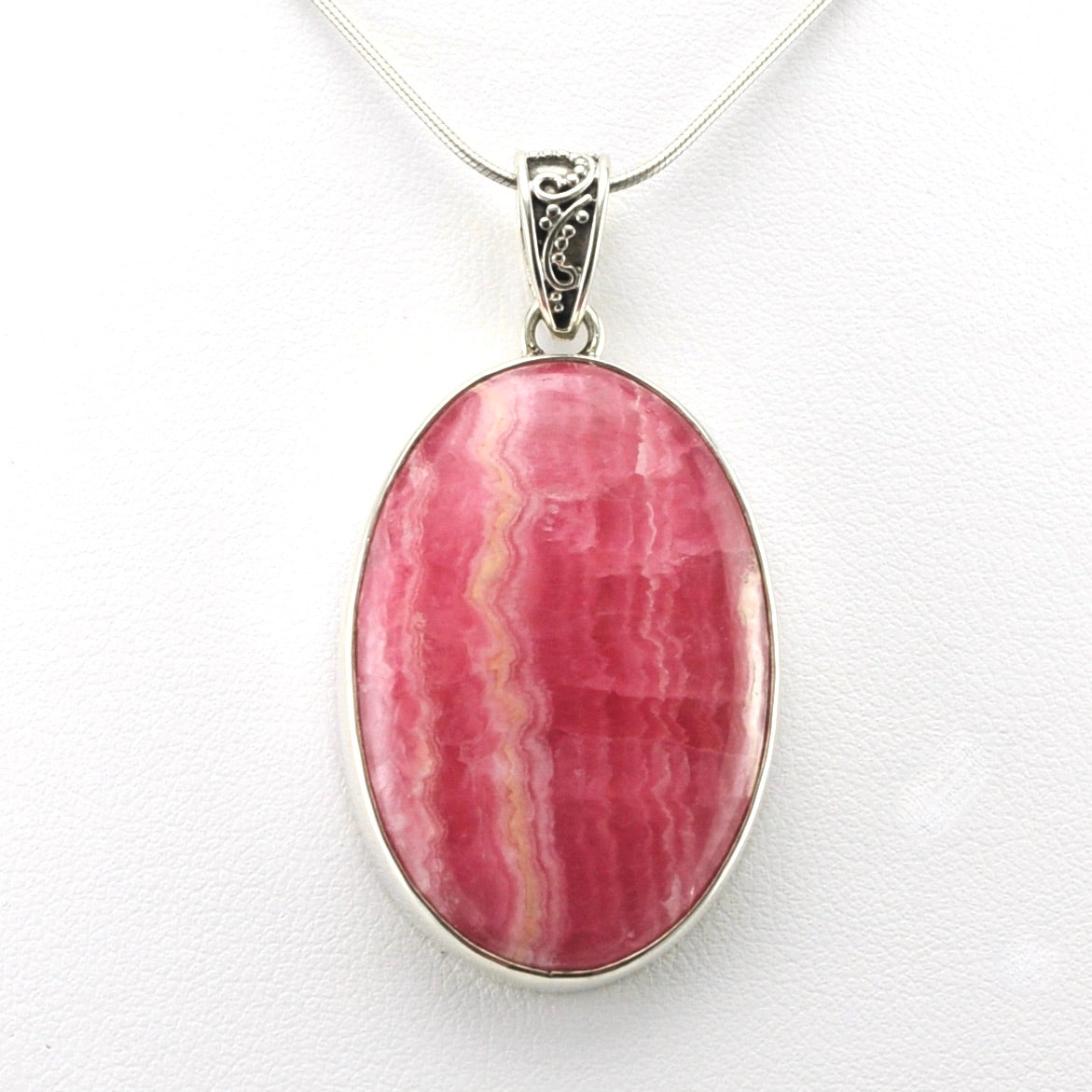 Alt View Sterling Silver Rhodochrosite 23x35mm Oval Pendant