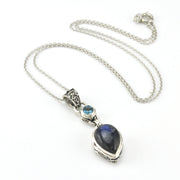 Sterling Silver Labradorite with Topaz Necklace