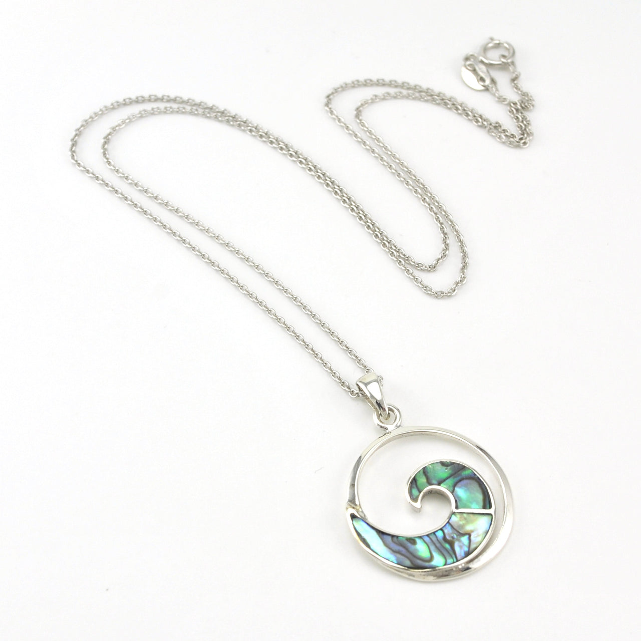 Sterling Silver Abalone Wave Necklace