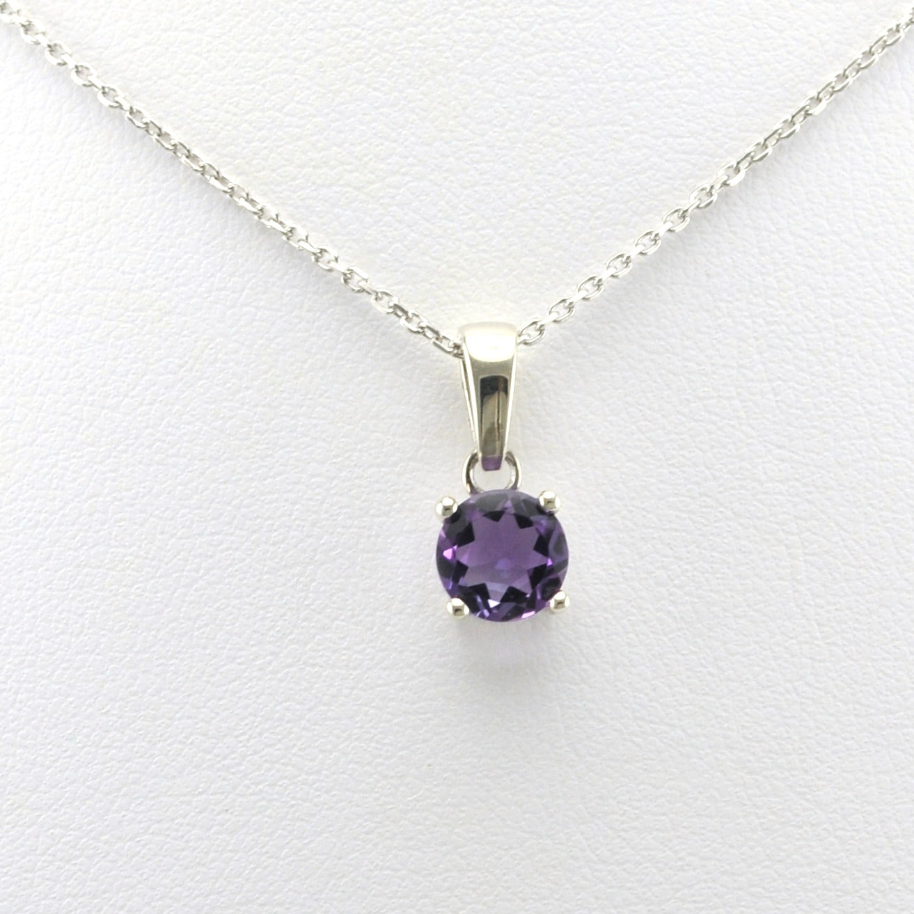 Alt View Sterling Silver Amethyst 7mm Round Necklace