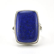 Alt View Sterling Silver Lapis 13x19mm Rectangle Bali Ring