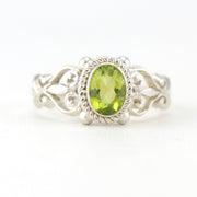 Sterling Silver Peridot 5x7mm Oval Ring